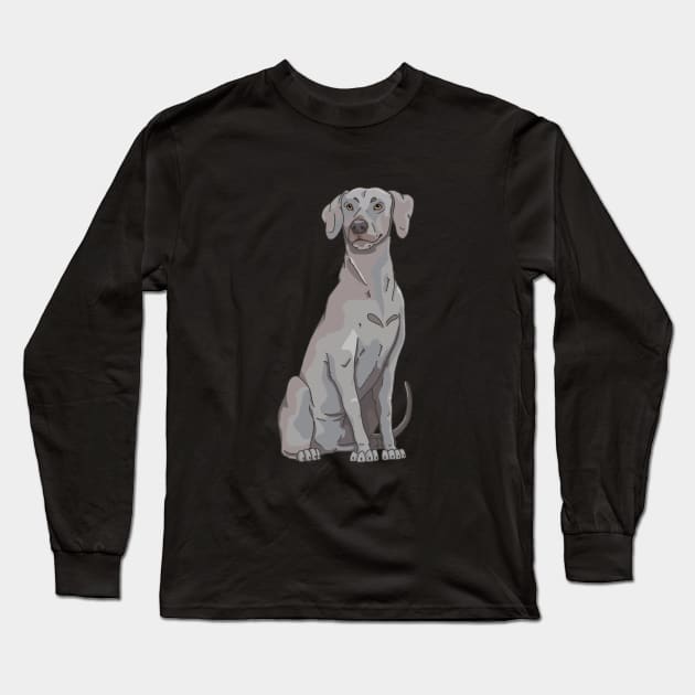 Weimaraner, cute dog handdrawn design Long Sleeve T-Shirt by The Christmas Lady